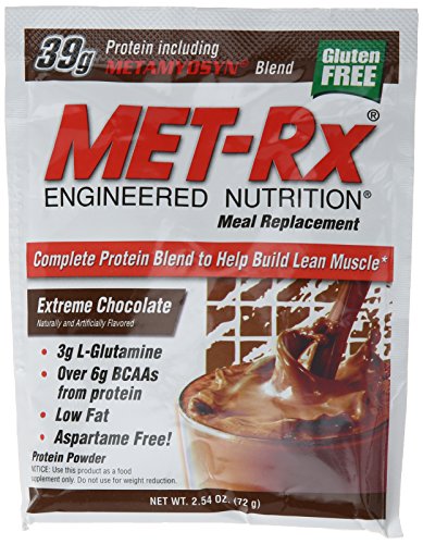 Polvo de reemplazo de comidas de MET-Rx caja - Extreme Chocolate 72 gramos, cuenta 40 paquetes caja