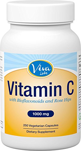 Viva laboratorios Premium no-GMO vitamina C con bioflavonoides y escaramujos, 1000 mg, 250 cápsulas vegetarianas