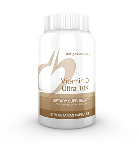 Diseños para salud vitamina D 10 K Ultra cápsulas vegetarianas, cuenta 60