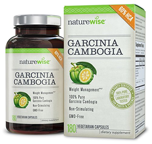 NatureWise Extracto de Garcinia Cambogia HCA supresor del apetito y suplemento para bajar de peso, 500 mg, 180 cuenta