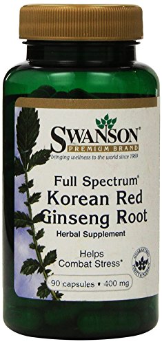 Raíz de Ginseng Rojo Coreano de amplio espectro Swanson Premium 400 mg 90 Caps - paquete de dos