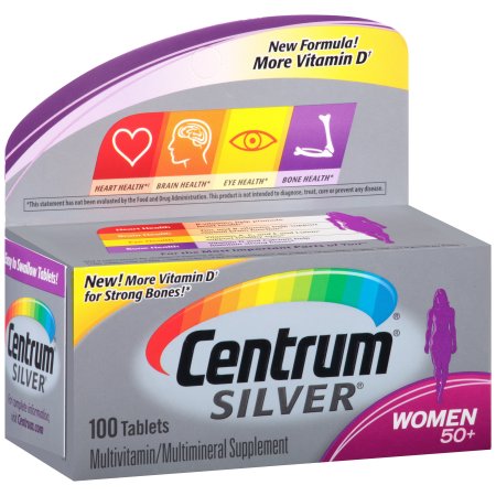 Centrum tabletas de suplementos de plata de las mujeres mayores de 50 años de multivitaminas - multiminerales 100 ct