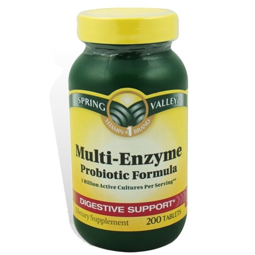 Spring Valley multi-enzimas probiótico 200 tabletas
