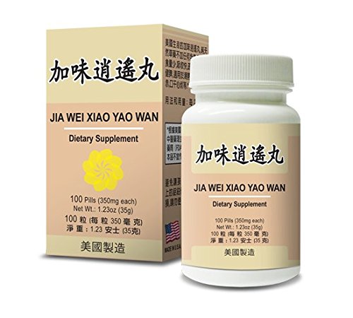 Jia Wei Xiao Yao Wan suplemento herbario ayudas para ira irritabilidad, fatiga anormal sudoración 350mg 100 pastillas Made In USA