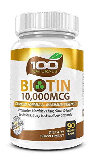 Biotina pura 10.000 MCG - suplemento de vitamina B-complejo fuerza máxima para reducir la pérdida de cabello, mejorar el cabello, piel y uñas de salud para las mujeres y los hombres 3 meses fuente-por los productos 100 naturales