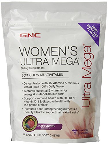 Ultra Mega Soft GNC Womens Chew multi-vitamina suplemento, mezcla de bayas, cuenta 60