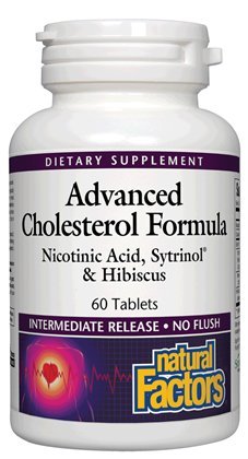 Factores naturales - fórmula avanzada de colesterol - lanzamiento intermedio, sin rubor, cuenta 60