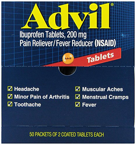 Advil tabletas dolor para aliviar el relleno, 200 mg, 50 dos paquetes por caja