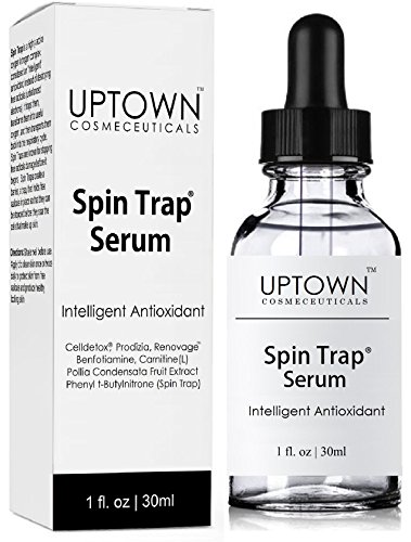 Anti envejecimiento piel cuidado suero para hombres y mujeres de Uptown Cosmecéuticos ofrece Spin Trap® antioxidante inteligente, avanzada fórmula científica promueve la joven mirando cara, 30 mL