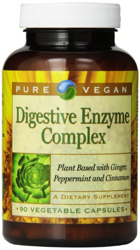 Puro Vegan enzimas digestivas cápsulas vegetarianas complejo, cuenta 90