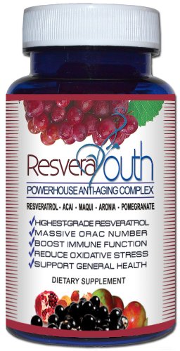 ResveraYouth Resveratrol fruta súper complejo soporte de Anti-Aging suplemento botella (30 cápsulas) por alimentos 4 orgánicos - calidad Premium - 100% - satisfacción garantizada
