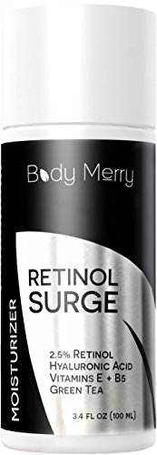 Retinol crema hidratante para la cara - 3.4 oz - mejor crema de noche con 2.5% de Retinol, ácido hialurónico, té verde y vitaminas - peleas de acné, arrugas, líneas finas y manchas - cuerpo feliz