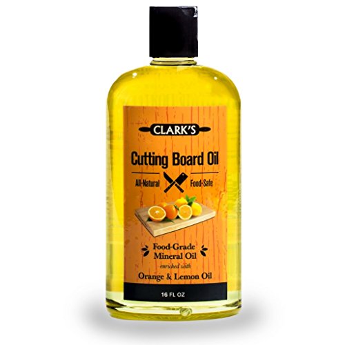 Aceite de tablero de corte de CLARK (16oz) | Enriquecido con limón y naranja aceites | Aceite de Mineral de grado de alimentos | Aceite de bloque de carnicero y acondicionador
