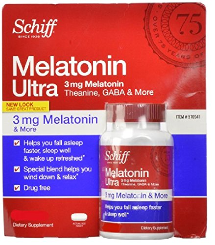 Schiff melatonina Ultra 365 tabletas Melatonina 3mg + 25mg L-teanina + GABA 25mg + manzanilla y extractos de valeriana