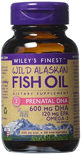 Wiley de - aceite de pescado salvaje de Alaska: Prenatal DHA DHA - Omega 3 suplemento - de 600mg 60 cápsulas