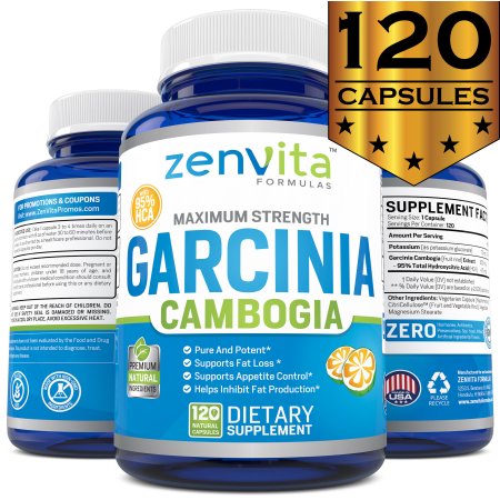 ZenVita Formulas 95% HCA puro extracto de Garcinia cambogia - 120 cápsulas NO OGM y sin gluten MAX Fuerza de peso natural suple