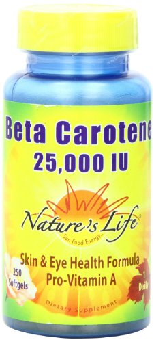 La vida Beta caroteno cápsulas de la naturaleza, 25.000 UI, 250 cuenta