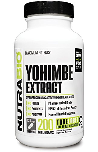 NutraBio Yohimbe (200 mg) 120 cápsulas vegetales