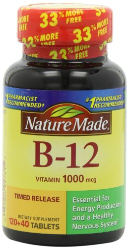 Naturaleza la vitamina B-12 Timed Release tabletas, valor tamaño, 1000 Mcg, cuenta 160
