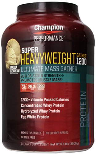 Nutrición Super Heavyweight Gainer 1200 último masa Gainer, helado de vainilla, 6,6 libras el campeón