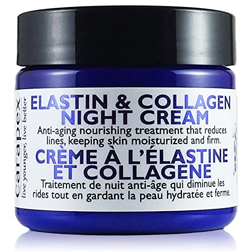 Carapex Natural anti-aging Night Cream con elastina y colágeno, para seco para pieles mixtas, fragancias gratis, perfecta para pieles sensibles, 2 oz