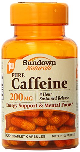 Sundown Naturals cafeína cápsula, 200 mg, 100 cuenta