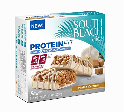 Sur playa dieta Fit barras de proteína, con capa de yogur griego, vainilla caramelo, 1,86 onza, cuenta 5