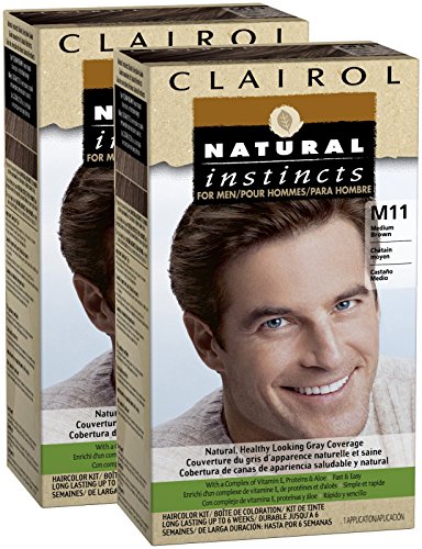 Instintos naturales de Clairol para hombres Color del pelo, marrón medio (M11), pk 2