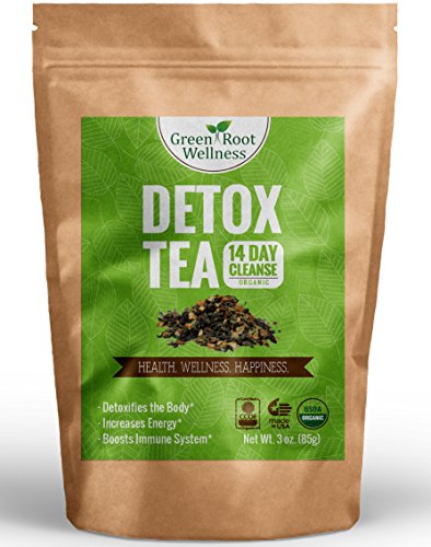 Té de desintoxicación orgánica - 14 días limpiar - pérdida de peso saludable Control del apetito Natural + alternativa + aumenta metabolismo - verde raíz Wellness