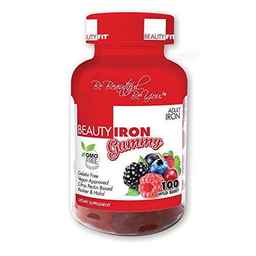 Aprobado BeautyIron tiene vitamina, suplemento de hierro para mujeres, 100 gomitas deliciosas, Vegano, sin Gluten