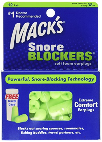 Ronquido bloqueadores suave espuma tapones para los oídos de Mack, 12 par