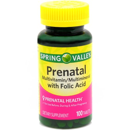 Spring Valley prenatal de multivitaminas - multiminerales con comprimidos de ácido fólico 100 ct