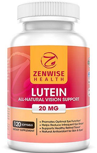 Luteína 20mg Vitamina suplemento - proporciona benefician de naturales para ojos - tejido retiniano sano y visión - la mejor manera para reducir la fatiga visual y fatiga - 120 cápsulas de Conde - Zenwise Labs