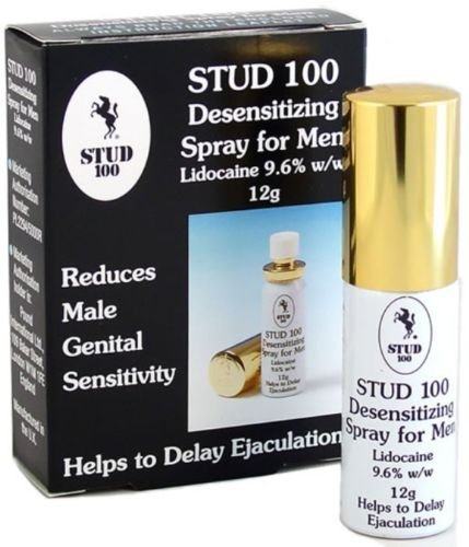 STUD 100 Spray, Spray desensibilizante de hombres, de peso neto 12 ml., con máxima lidocaína para intimidad prolongada