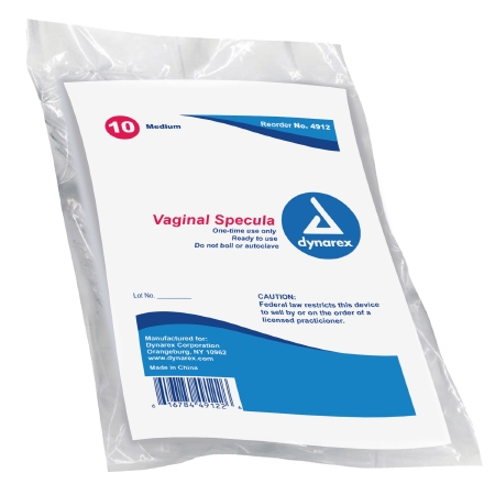 Vaginal Speculum dynarex NonSterile Polystyrene Double Blade Duckbill Disposable  Medium Bag of 10 - 2 Pack