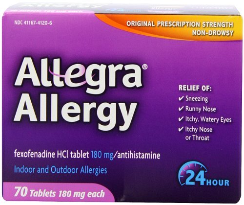 Tabletas de adulto de Allegra 24 horas alergia, 180Mg, tabletas de 140