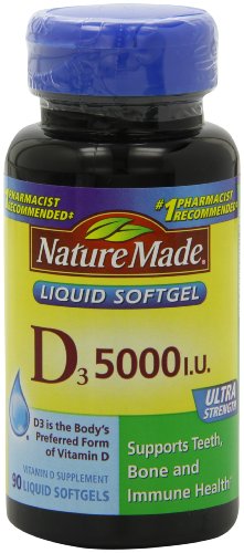 Naturaleza vitamina D-3, 5000 UI, 90 cápsulas