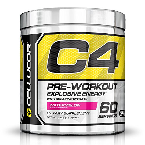 Suplemento de pre-entrenamiento C4 Fitness entrenamiento para hombres y mujeres - aumentar la energía y el enfoque con nitrato de creatina y vitamina B12, sandía, 60 porciones, 390 g