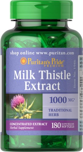 Pride leche Thistle extracto 4:1 1000 mg (silimarina)-180 perlas de Puritan