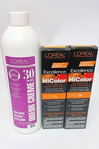 L ' Oreal Excellence HiColor - H16 miel rubia 2-Pack con 16 oz Oreor crema 30 desarrollador - COMBO oferta!