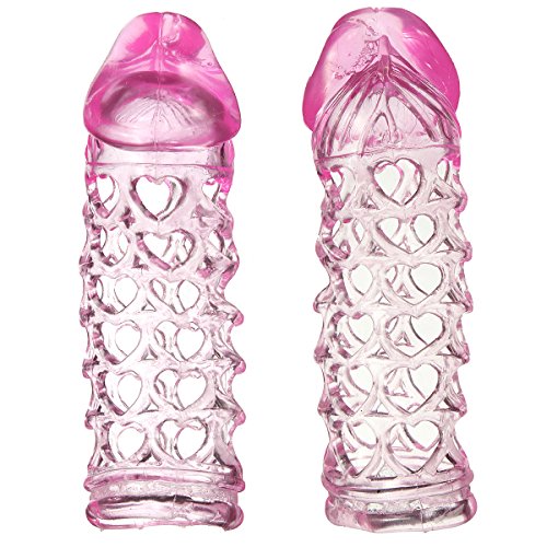 AHAOMG(TM) tapa completa reutilizable caliente pene manga anillo retraso impotencia erección condones rosa