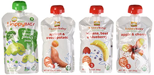 Paquete de variedad de Combos simples de bebé feliz bebé orgánica alimentos etapa 2, bolsas de 3.5 oz, cuenta 16