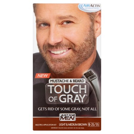 Just For Men Touch of Grey Color de cabello el bigote y la barba del kit luz y Mediana Brown B-25-35 1 ea