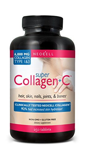 NEOCELL Super colágeno + C tipo 1 y 3, 6000mg y vitamina C, cuenta 250