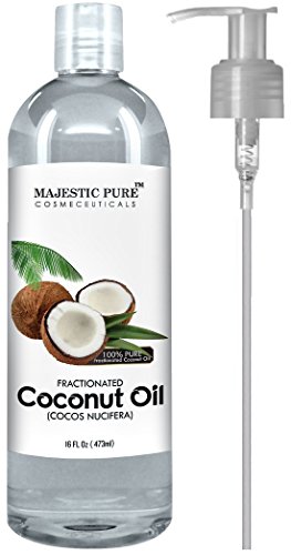 Majestuoso puro coco fraccionado aceite de 16 Oz - 100% puro y Natural - uno de los mejores aceites de aromaterapia Carrier - crema hidratante y suavizante, excelente como aceite de masaje con numerosos piel &amp; cabello beneficios