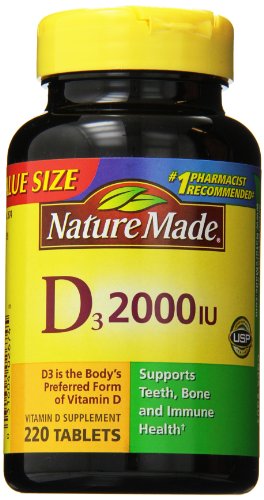 Naturaleza vitamina D3 2000 IU, valor tamaño, cuenta de 220