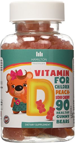 Vitamina D3 800 UI para los niños, osos Gummy sanos 90 durazno - cereza amarga sabor con ningunos sabores artificiales por Hamilton Healthcare