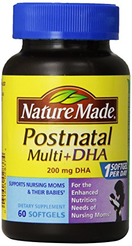 Naturaleza Postnatal vitamina multi Plus cápsulas blandas DHA, cuenta 60