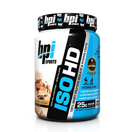 BPI Sports HD ISO Whey 100% proteína aislada e hidrolizado en polvo, barra de caramelo de mantequilla de maní, 1,63 libras