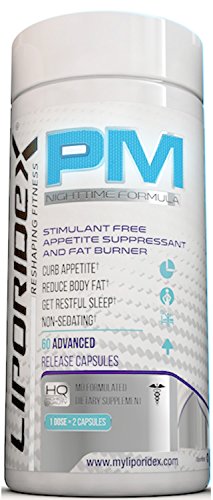 Liporidex PM - estimulante libre termogénico peso pérdida fórmula suplemento grasa quemador y supresor del apetito - la manera fácil de perder peso mientras duermes rápido! -60 píldoras de la dieta - 1 caja.